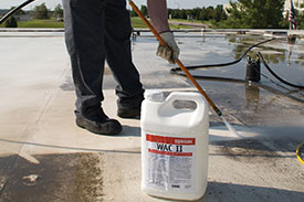 EPDM Coating Step 1 - Power wash and clean with WAC II Roof Cleaner